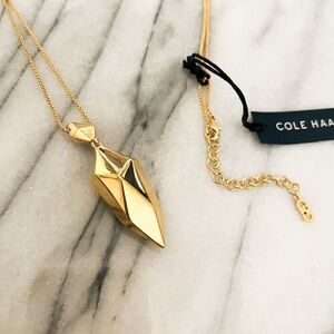 Cole Haan Geometric Gold Pendant Necklace - Long Chain NWT